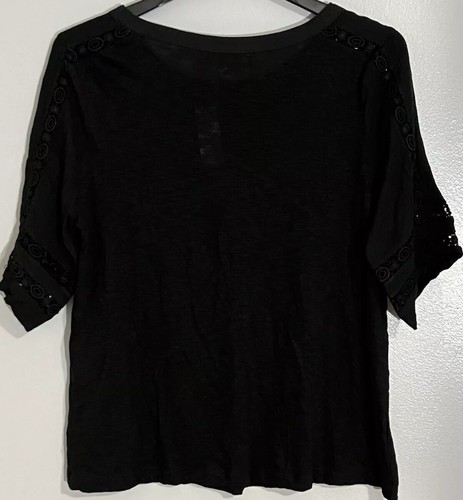 Loft Career Casual Decorative Short Sleeve Black Blouse Pleated Front Sz M Sale! - Picture 6 of 20