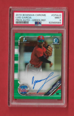 Baseball Topps 2019 Bowman Chrome 1st Holo Prosp. Green 65/99 Luis Garcia PSA 9