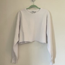 Champion Reverse Weave Sweatshirt Size L Womens Cropped Cut Off Heavyweight Top