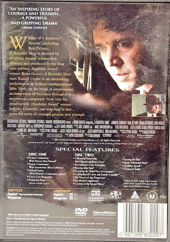 A BEAUTIFUL MIND - Russell Crowe, Christopher Plummer, Ed Harris - 2 DVDs - Image 2 of 2