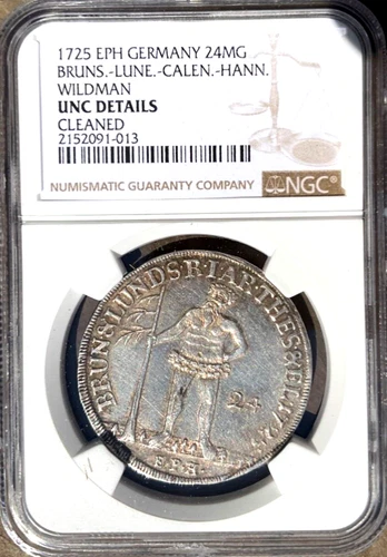 1725 German States Brunswick Luneburg Calenberg 2/3 Taler 24 MG NGC UNC Germany