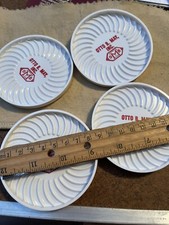 Old Ad molded Plastic Coasters; promotion for Otto & May; Made In USA Ritepoint
