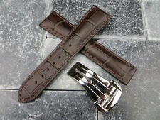 20mm Leather Strap Dark Brown Watch Band Deployment Buckle Set for OMEGA BR Px1
