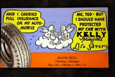 Vintage Kelly Springfield Life Savers Tires Ink Blotter circa 1943 Clarkston MI