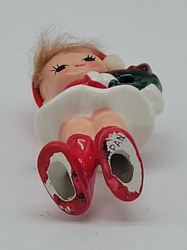 Vintage Ardco Japan Keramik Weihnachten Elf Mädchen Kranz Figur - Bild 5 von 5