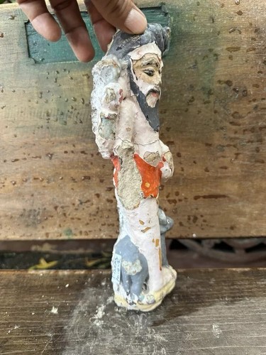 1700’s Ancient Old Stone Hand Carved Painted Hindu God Shiva Sculpture - Picture 3 of 8