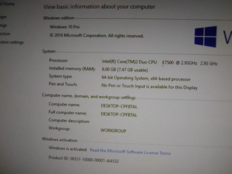 Lenovo ThinkCentre M58 7373 Desktop Core 2 Duo 2.93GHz/8GB/500GB Windows 10 Pro - Image 2 of 3