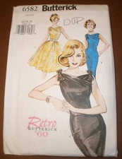 Butterick 6582 Retro Style 1960s Cocktail Wiggle Dress Sew Pattern 12-16 uncut