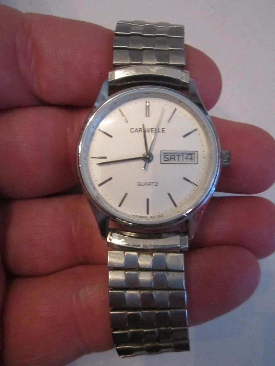 VINTAGE CARAVELLE DAY DATE WATCH MADE BY BULOVA BBA 30 eBay
