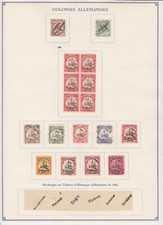 Dt. Kolonien - Posten von 17 FOURNIER-F&auml;lschungen auf Albumblatt & Aufdruckf. !!