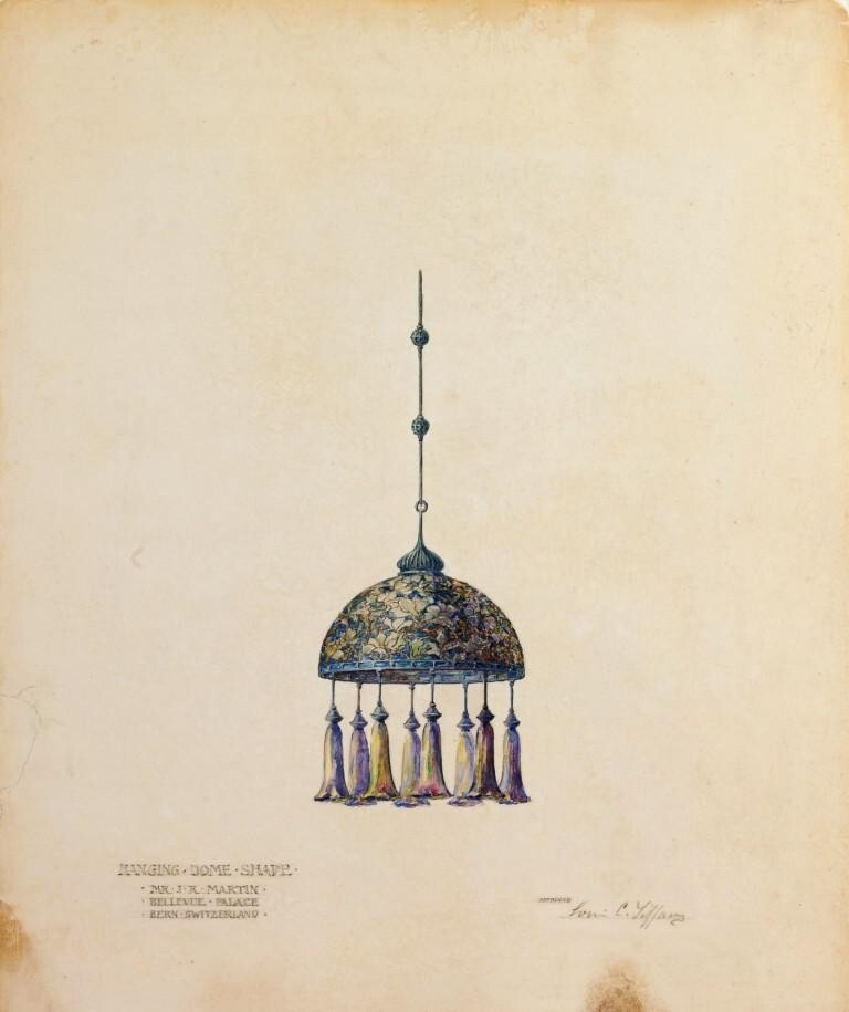 Design for Hanging Dome : Louis Comfort Tiffany : 1905 : Archival Art Print