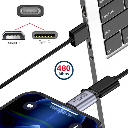 CY Type-C to Micro Mini USB 2pcs/lot USB2.0 Power Data Adapter with Chain Holes - Picture 4 of 10
