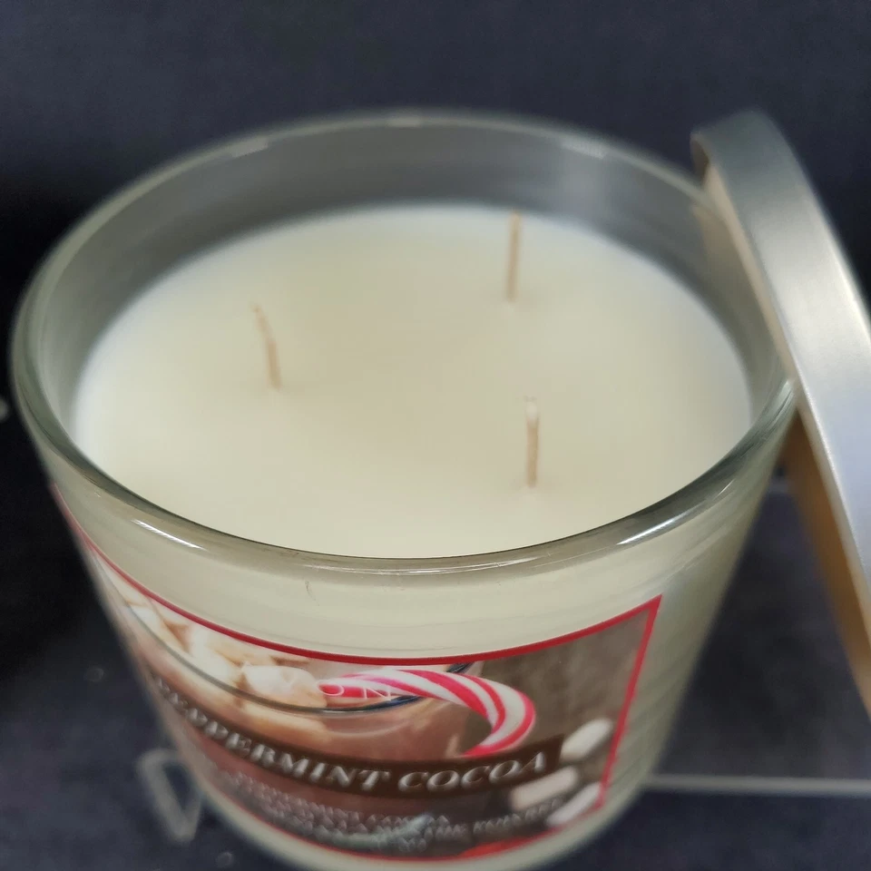Vela perfumada Avon menta cacao 3 mechas 11 oz tarro de vidrio con caja bahía de Chesapeake Foto 4 de 4