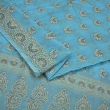 IndianVintage Blue Dupatta Long Stole Hand Woven Blend Cotton Scarf Veil Soft