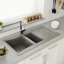 Astini Xeron 1.5 Bowl Grey SMC Synthetic Reversible Kitchen Sink & Waste