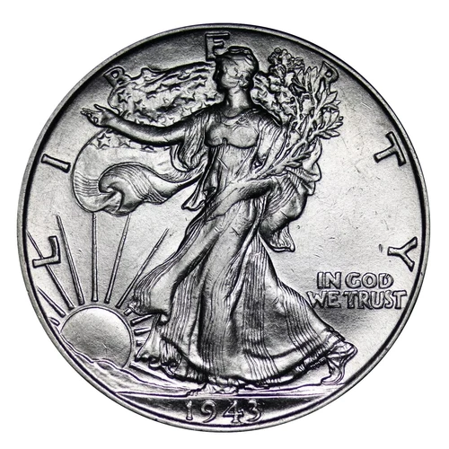 (1) Brilliant AU/Uncirculated 1943 Walking Liberty US Silver Half Dollar 90% BU