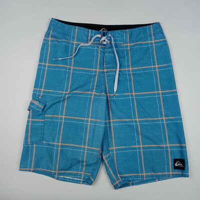 QUIKSILVER Board Shorts Unlined Swimming Trunks Men's Size 29 Side Pocket Blue