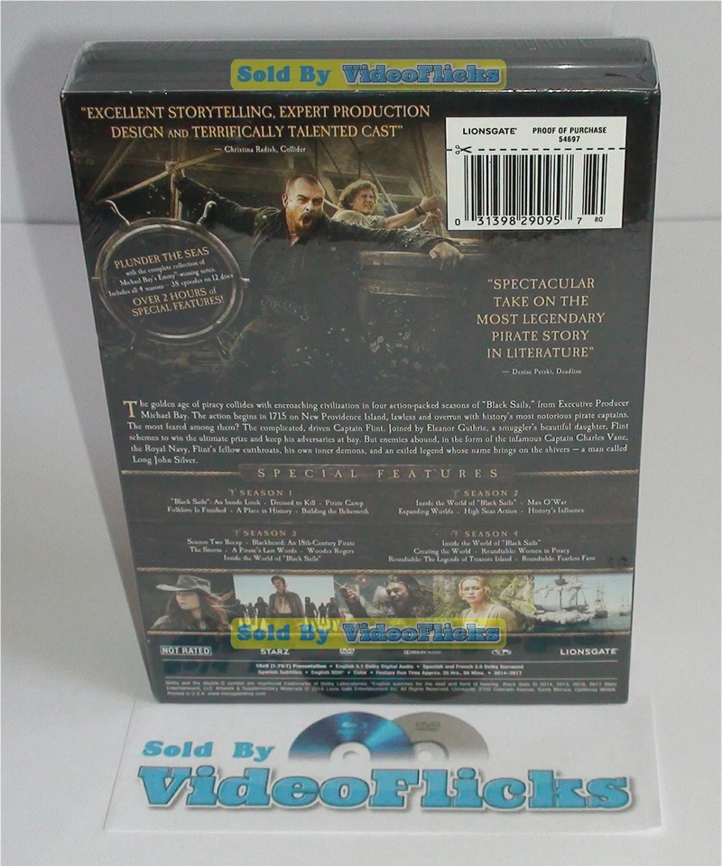 Black Sails Complete Series Seasons 1-4 DVD 12-Disc Box Set New Sealed - Image 2 of 4