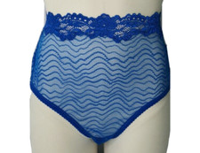 NEW Lonely Label Bonnie High waist Brief Blue/Skylark Sheer See thru Pantie XL