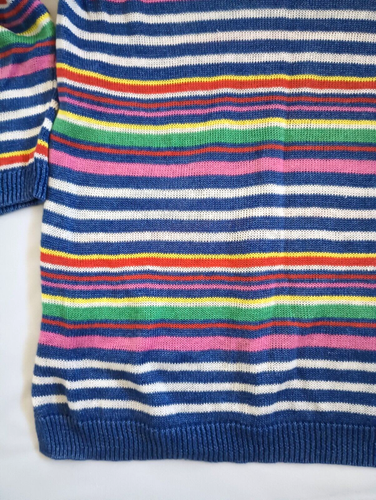 Talbots Petunia Stripe Linen Crew Neck Sweater Size M 3/4 Sleeve Colorful Light - Picture 8 of 12