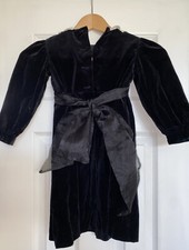 Vintage Laura Ashley Mother and Child Little Black Velvet Dress w/ Bow 4T - 40