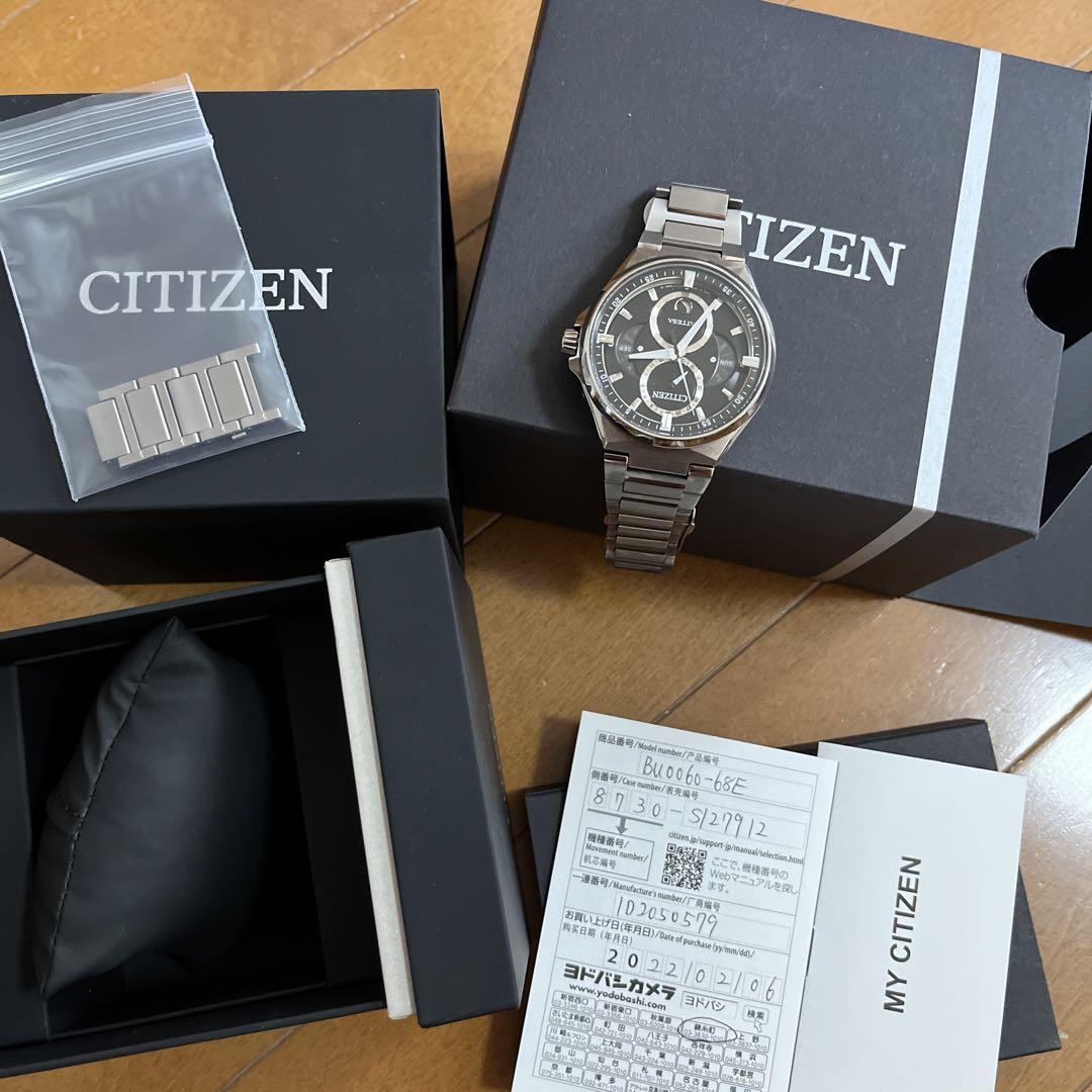 CITIZEN / ソーラー腕時計/アナログ/ステンレス/BLK/8730-S127912// Citizen Attesa 8730-S127912 BU0060-68E Eco Drive Box Solar Mens