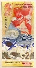 East Caribbean 2 Dollars  P61 Polymer 2024 2 Pcs Consecutive UNC