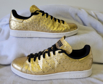 Adidas Men's Stan Smith Gold Metallic Ostrich Leather Sneakers AQ4705 Size US 9