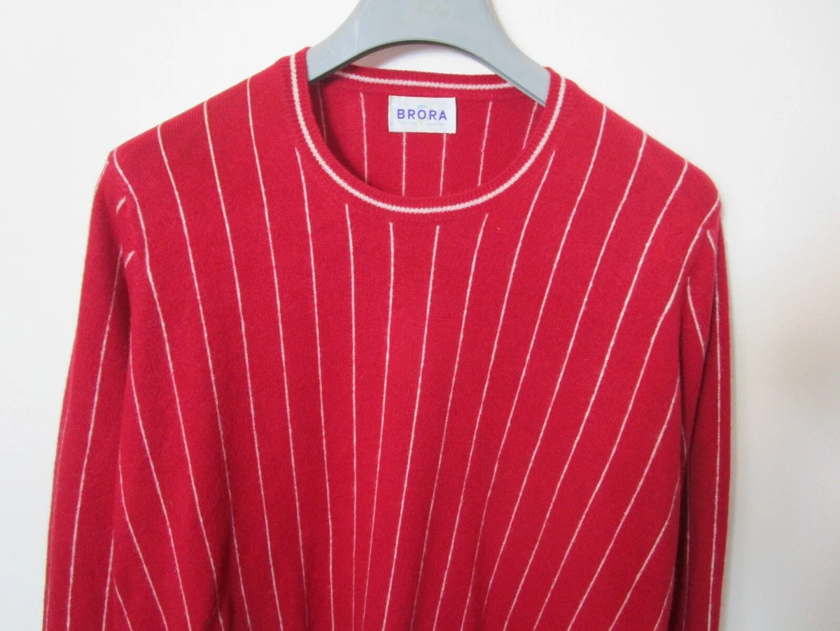 Brora UK 16 18 100 Cashmere Jumper Red White Stripe eBay
