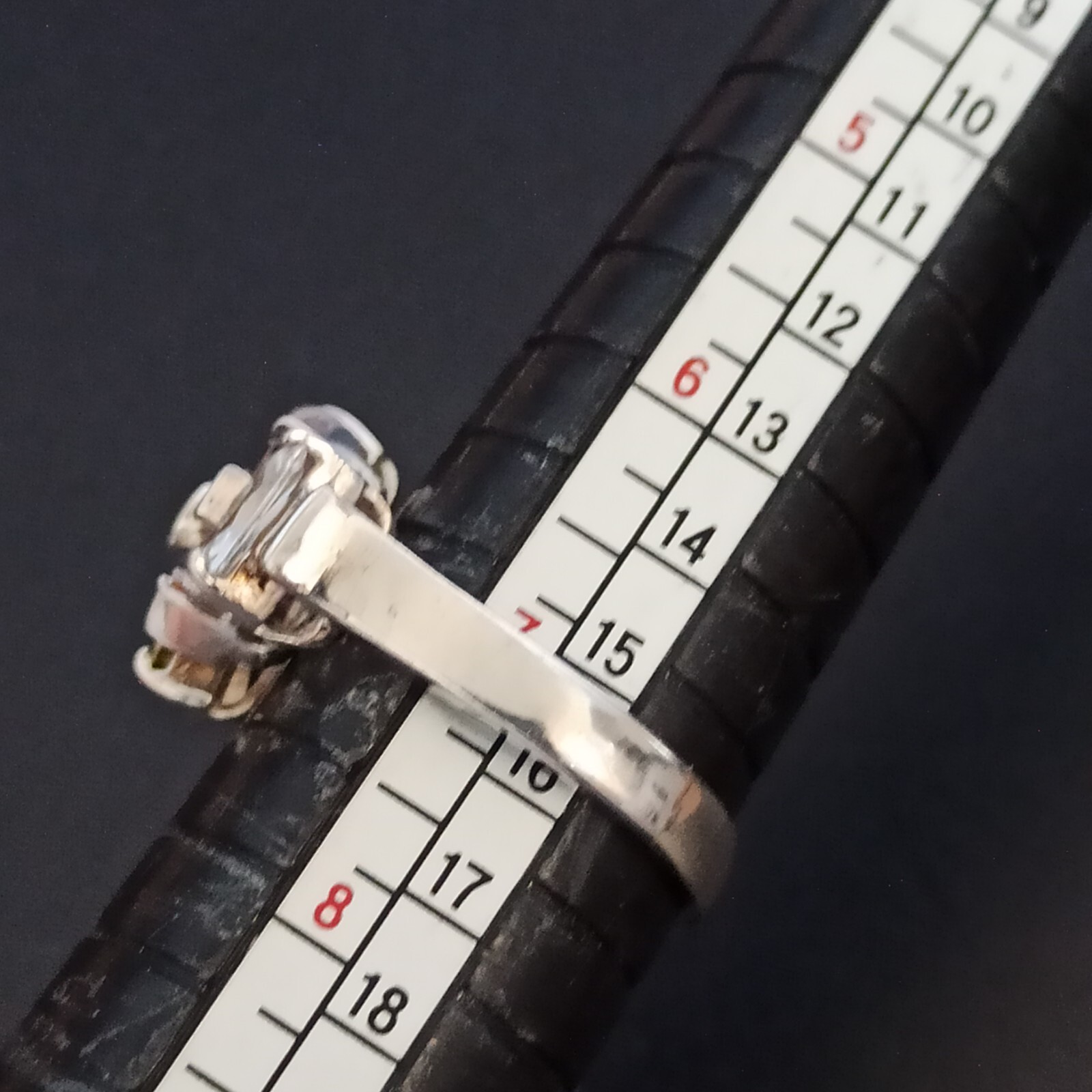 Silver Ring Multicolor Flower Crystals Stone Vint… - image 4