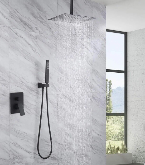 KES XBN6230S12-BK Complete Shower System-12 in Rainfall Head, Trim Kit.