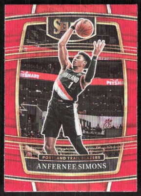 2021-22 9524E PANINI SELECT RED WAVE PRIZM Anfernee Simons Portland Trail