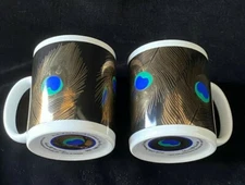Vintage Island Heritage Pride of the Peacock Coffee Mugs Set of 2