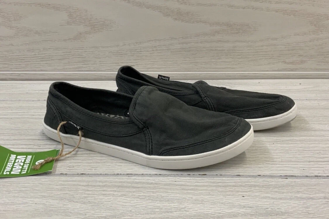 Sanuk Pair O Dice Slip-On Shoes, Women's Size 6 Washed Black MSRP $50