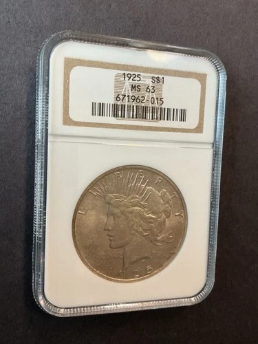 1925 P Peace Dollar MS 63 NGC Old Fatty Holder