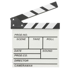 Movie Film Clapper Board, Wooden Clapboard Director Clapper White, 8 x 8"