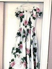 Dolce & Gabbana Shirt Dress New Floral Print White Pink Size 38 Japan