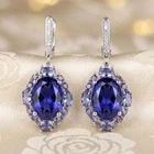 Delicate Fine Cut Purple Spinel White CZ For Females Silver Plated Earrings