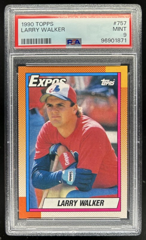1990 Topps Larry Walker Rookie RC #757 Expos PSA 9
