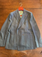 NWT Isaia Napoli 98 Wool 2 Silk Double Breasted Blazer 50R EU W/ Hanger Pin