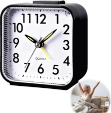 Quartz Alarm Clock With Night Light No Tick Snooze Silent Small Bedside Clock UK