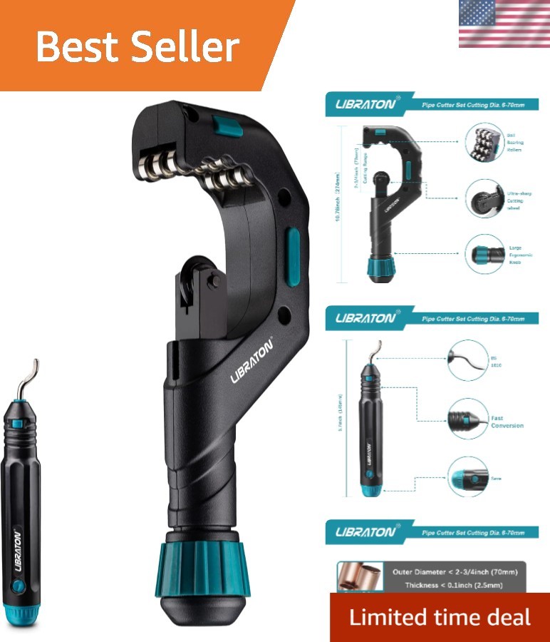 Versatile Heavy-Duty Tubing Cutter 1/4" to 2-3/4" - Copper, Aluminum, & Steel