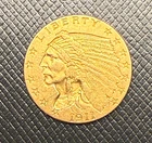 US 1911 Gold $2 1/2 Dollars Indian Head Circulated