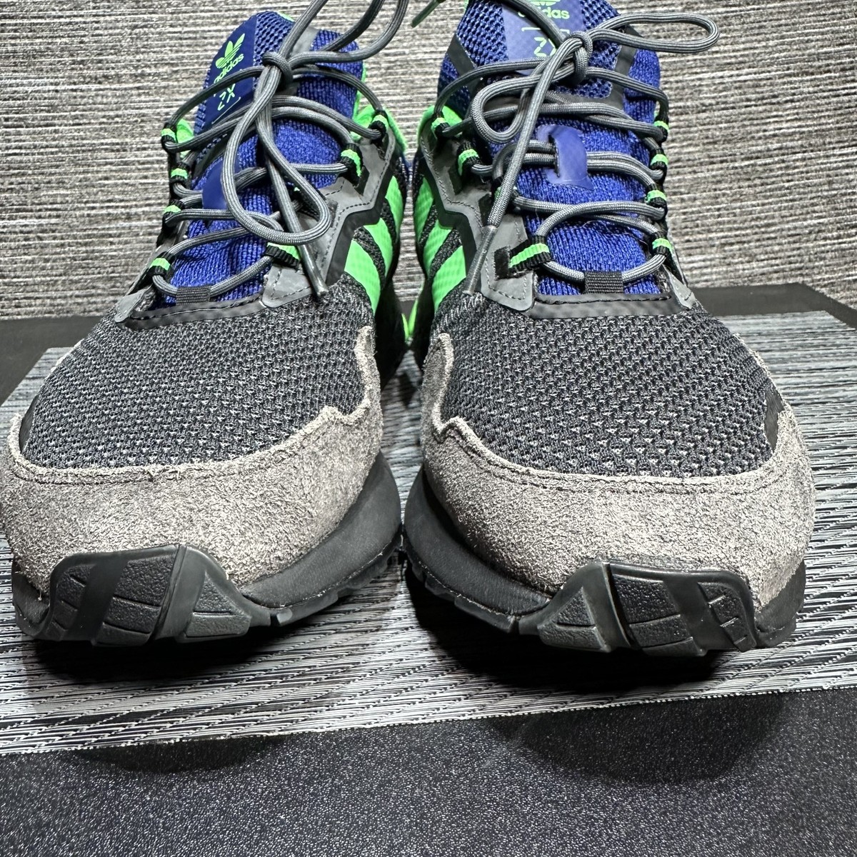 Adidas ZX 1K Boost Shoes Grey Six-Screaming Green-Core Black
