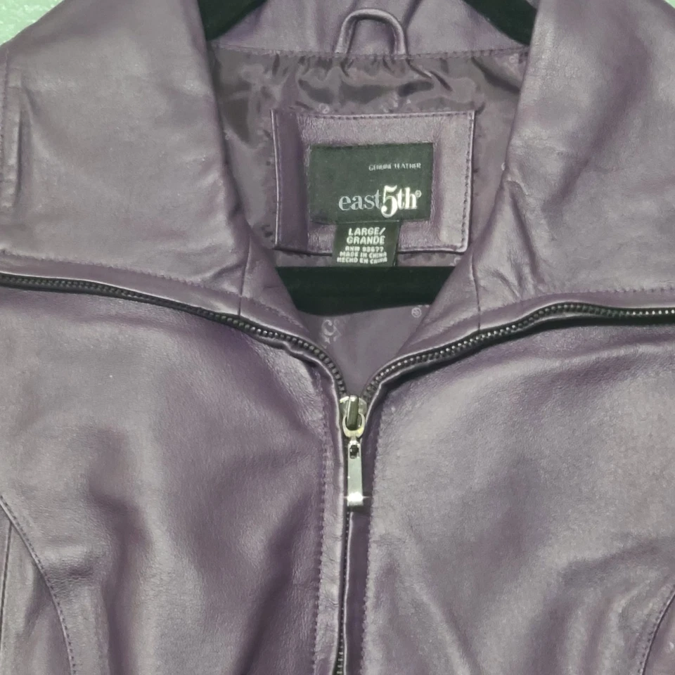Chaqueta de cuero morado para mujer East 5th L nueva con etiquetas Foto 4 de 4