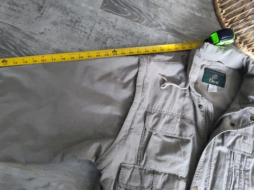 Vtg Orvis Mens Safari Fishing Military Utility Jacket Olive Green XL Packed Hood - Picture 10 of 21