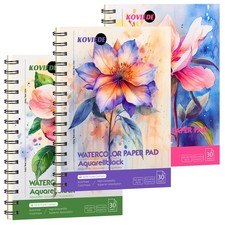 100 Cotton Watercolor Paper Pad - 3 Pack 90 Sheets 5.5"x8.5" Cold Press, 1...
