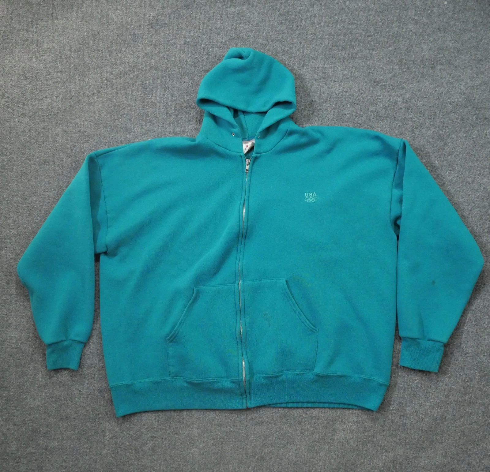 Vintage Olympics Hoodie Adult 3X 3XL Blue Real Full Zip USA 90s