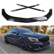 Front Bumper Lip Chin Spoiler Splitter Gloss Black For Mercedes-Benz CLA250