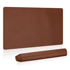 24"x13" Large Desk Mat, PU Leather Dual Side Large Desk Pad, Dark Brown